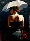 Umbrella Canvas Paintings - Woman With White Umbrella III